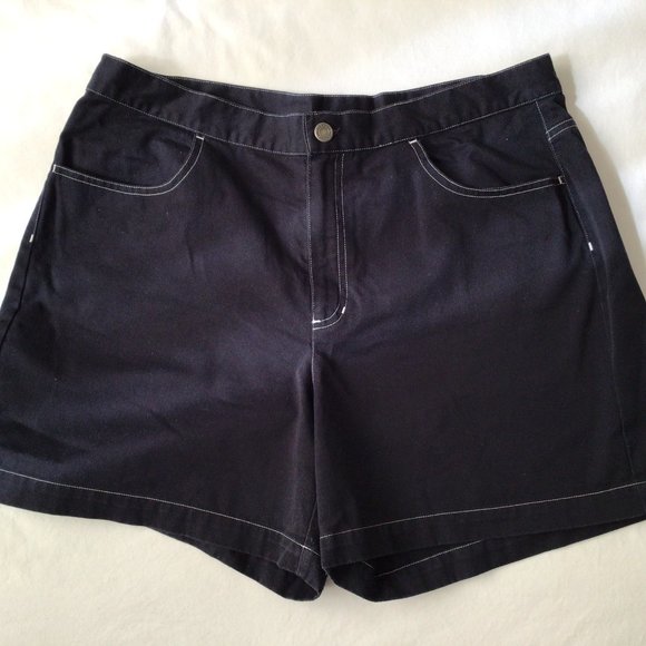 villager Pants - Villager Sport, A Liz Claiborne Company - Black denim shorts with white trim